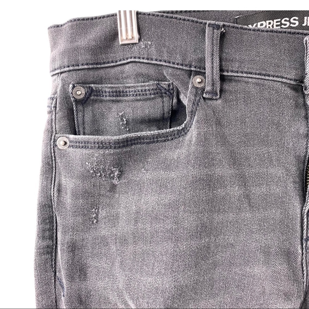 Express Charcoal Destructed Denim Leggings Jeans - Picture 4 of 11